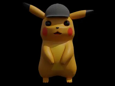 Pikachu wearing hat Low-poly 3D model