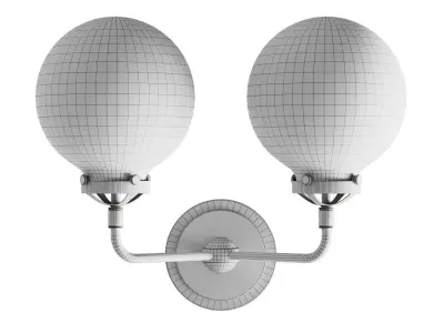 bra bistro globe clear glass double sconce nickel 3D model