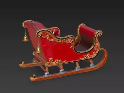 Royal Velvet Christmas Sleigh 3D Model Low-poly 3D model