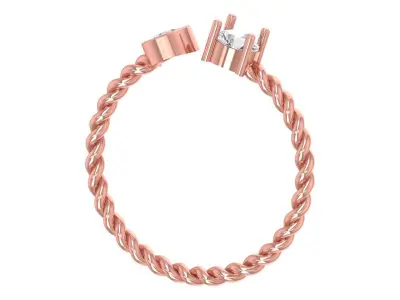 Light Weight Round Stone Twisted Band Ring 3D print model