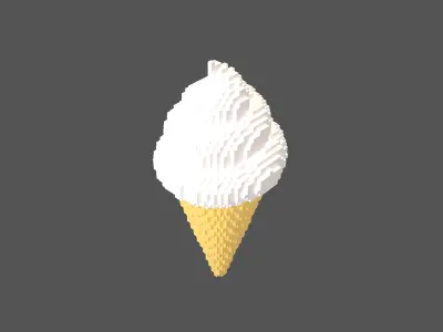Voxel Ice Cream Cone v1 001 Low-poly 3D model