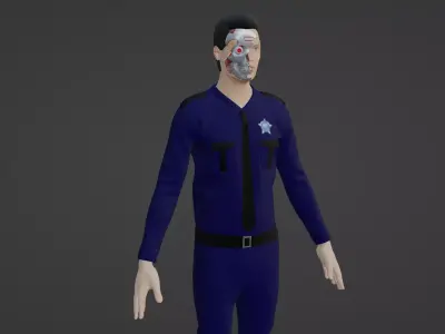 Cyber Police - Robot Man Low-poly 3D model