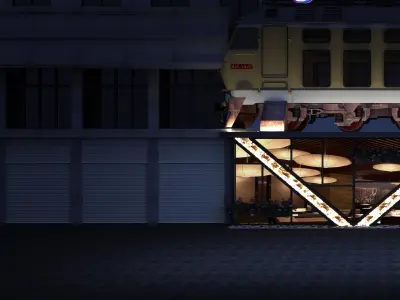 Modern Restaurant Facade 3D model