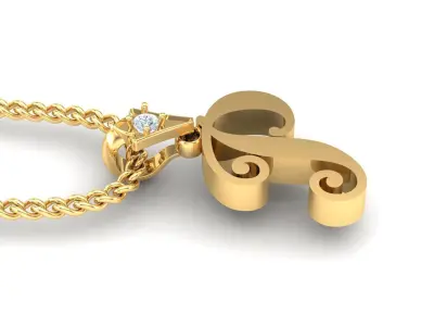 Alphabet V3 Light Gold  Font Pendant P 3D print model
