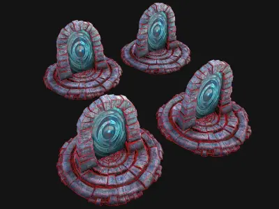 Portal Teleport Arch in the Ice Snow Arctic Low-poly 3D model