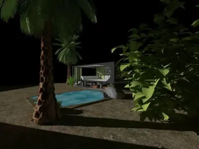 exterior model with a beatufull lake  and trees 3D model