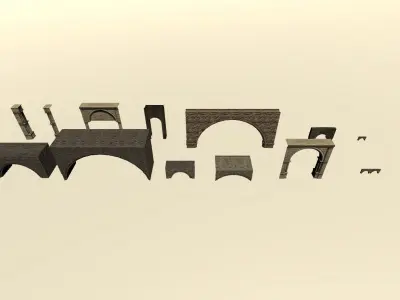 Archs city assets for game Low-poly 3D model