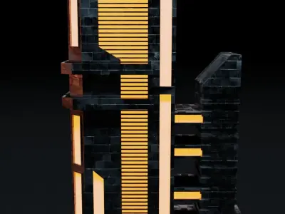 Sci-fi city building kit Low-poly 3D model