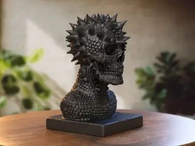Robot Skull dragon bust Cyborg skull dragon 3D print model