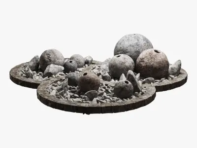 Flowerbed sphere stone decor 3D model