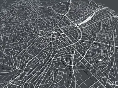 Streers and Roads City Wiesbaden Germany 3D model