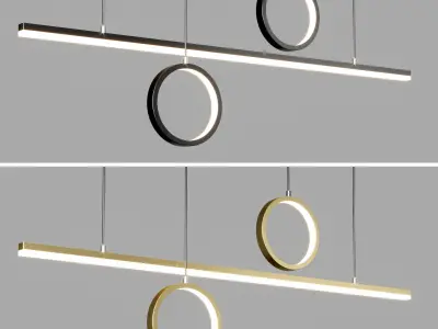 Modern Linear LED kitchen Island Chandelierpro Low-poly 3D model
