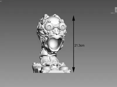 Robot Skull Headphone Stand Cyborg Headset Stand 3D print model 6