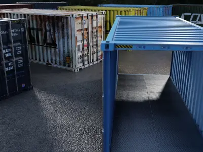 6 Rusty Containers Low-poly 3D model