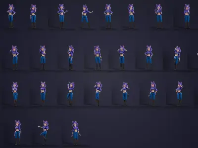 Stylized Anime Girl - Game Ready 3D Character Low-poly 3D model