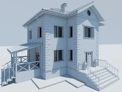 Cottage Houses collection  Low-poly 3D model