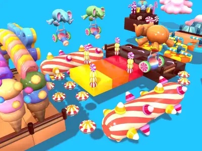 Cute Platformer Asset Pack - Candy Low-poly 3D model