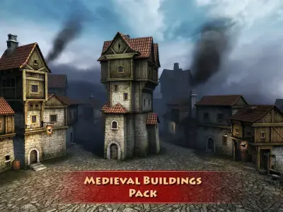 Medieval buildings pack Low-poly 3D model