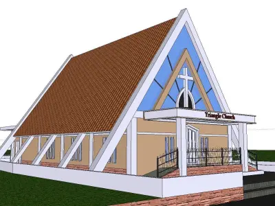 Architecture-Religion-God-Culture-Temple-091 church with roof 3D model