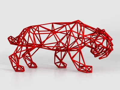 Saber Toothed Tiger Wireframe 3D print model