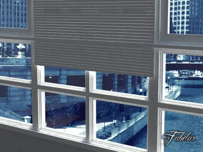 Curtains empty room with window Low-poly 3D model