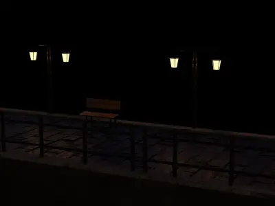 City Street at night 3D model