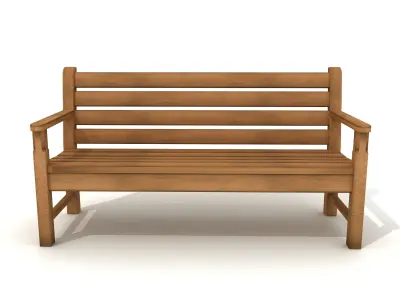  Exterior Old Wood Bench 11 3D model