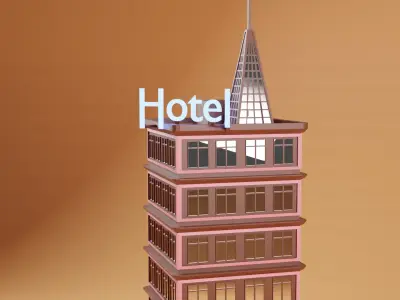 Low Poly Hotel Building Free low-poly 3D model