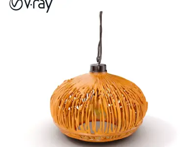 Wicker Pendant Lamp Model Pack for Interior Design Low-poly 3D model
