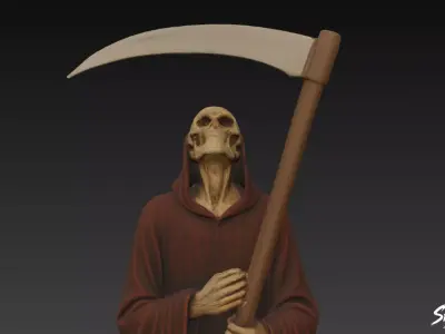 Grim Reaper Statue Heaven Gaze Pose Low-poly 3D model