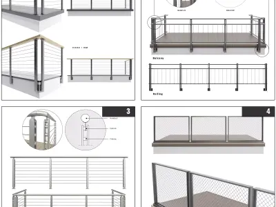Cable Railing Collection 3D Model Pack