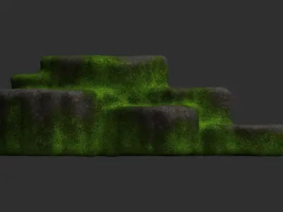 Cave Platform 4 - Moss 2 Low-poly 3D model