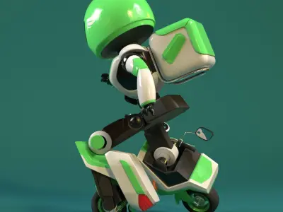Robot character transformer scooter future scifi rigged in maya Low-poly 3D model