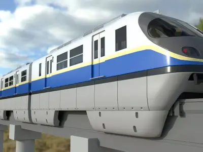 MonoRail loco train metro Palm Jumeirah Monorail Dubai  Low-poly 3D model