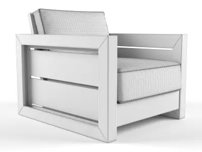 Bali Teak Lounge Chair 3D model