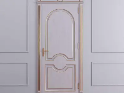 Classic door with gold lines on the edges 3D model