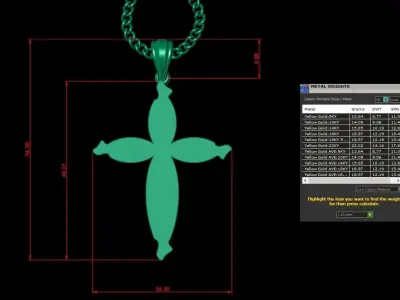 Light Gold 18K Cross Pendant 1CP073 3D print model