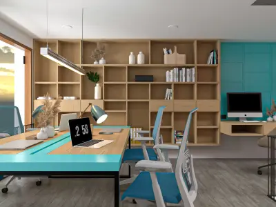 Modern Workspace with a Natural Ambiance Home Office Low-poly 3D model