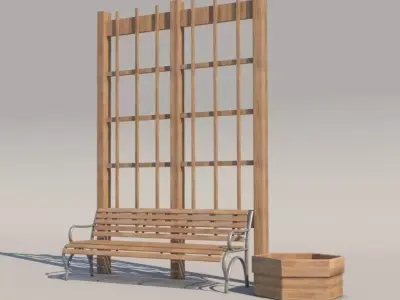 Park bench 3D model 7