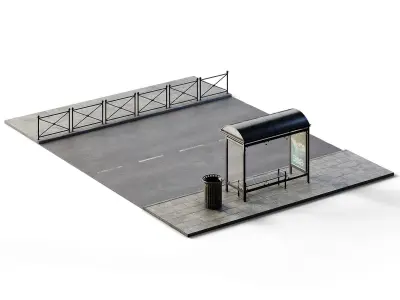 Street Set 10m x 14m Low-poly 3D model