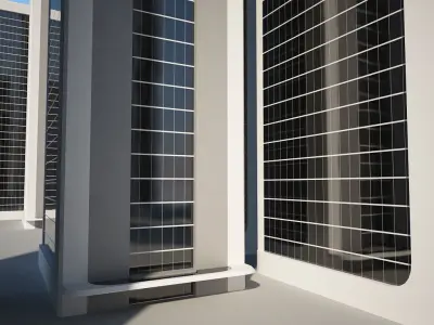 Futuristic Sci-Fi Skyscraper 03 set Low-poly 3D model