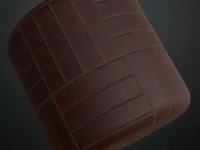 Modern Crimson Parquet Tile PBR Seamless Texture