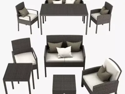 Rattan Garden Furniture Set 14 3D model