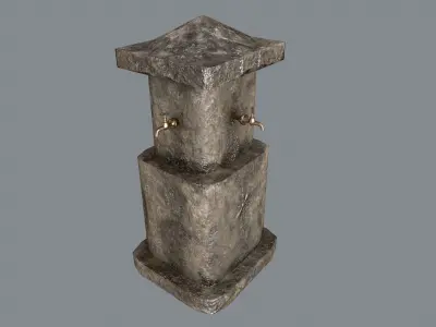 Multiple Drinking Water Taps Low-poly 3D model