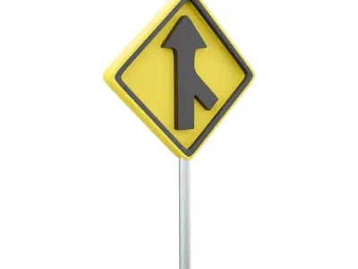  3d  merges with the right lane cartoon icon 3D model