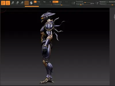 020 Futuristic Armored Sci-Fi Mech Character 200cm- Game Ready Low-poly 3D model