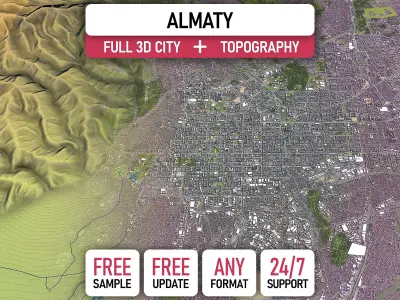 Almaty - Topography Terrain Model 3D Model Pack