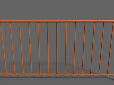 PBR Pedestrian Guard Rail Orange V1 Low-poly 3D model