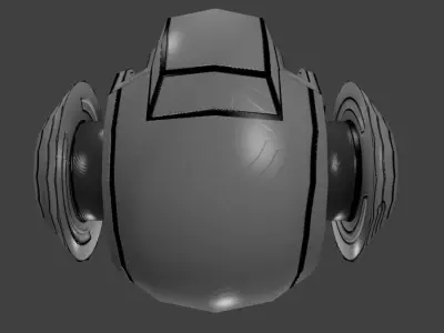 Sci-fi Low poly Sphere Robot Turret Low-poly 3D model