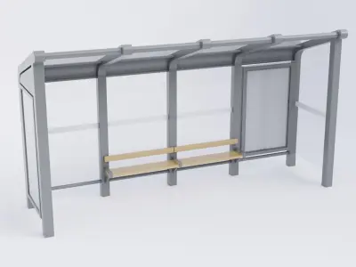 Bus Stop Shelter 3 Low-poly 3D model